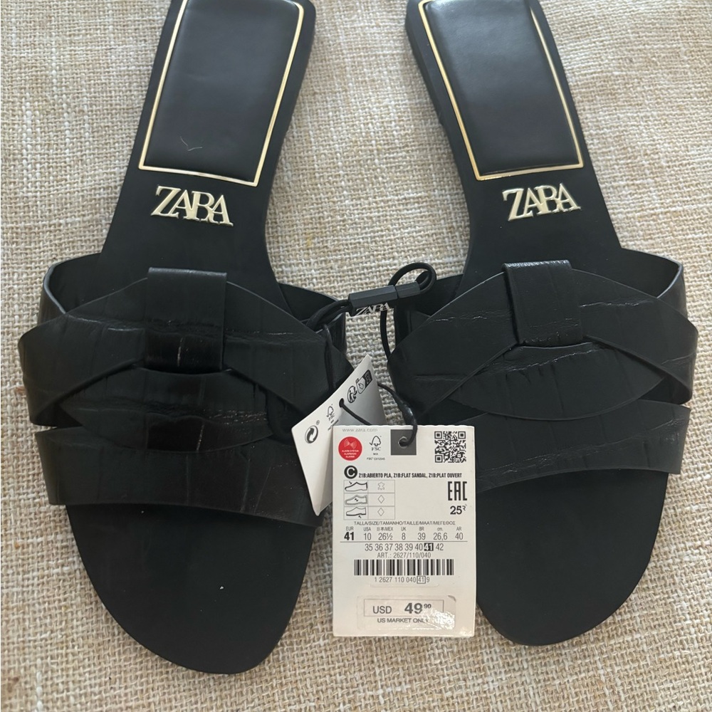 Zara Black Sandals with Wide Strap